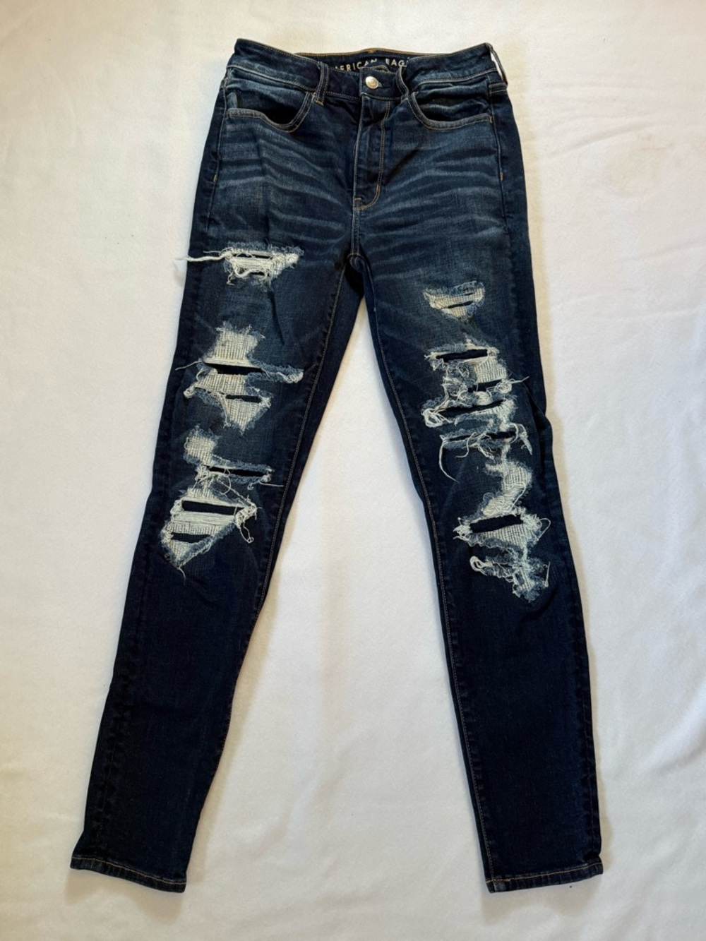 American Eagle Outfitters Dark Blue Ripped Skinny Jeans size 6
